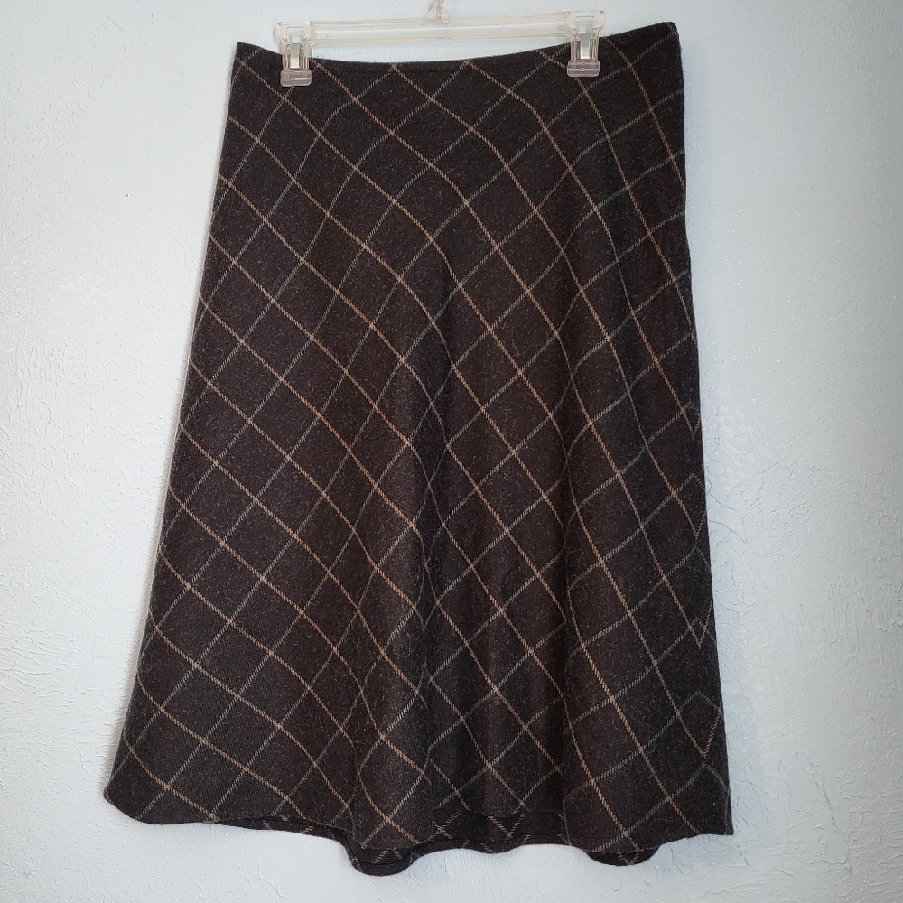 Land's End winter plaid pattern A-line skirt A59